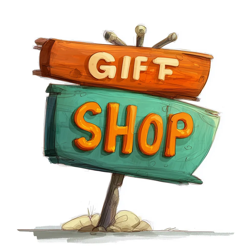 giftshop sign VIVA RETIRE Activities, Gifts and Products to cheer up Seniors and Retired Dad and Mom