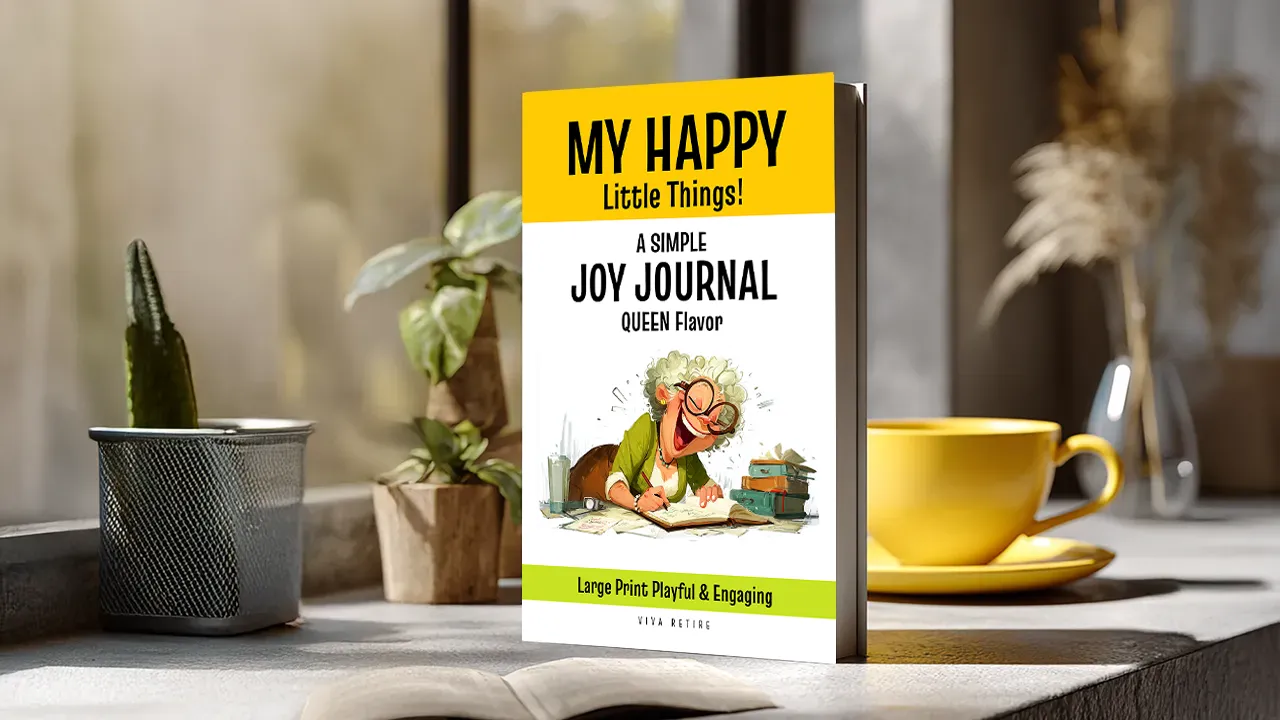 Joy Memory JOURNAL for Seniors 5 journal front cover women VIVA RETIRE Activities, Gifts and Products to cheer up Seniors and Retired Dad and Mom
