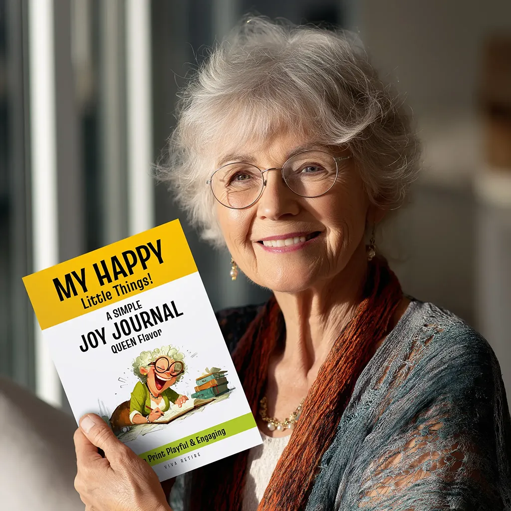 Joy Memory JOURNAL for Seniors 8 journalw woman cover VIVA RETIRE Activities, Gifts and Products to cheer up Seniors and Retired Dad and Mom