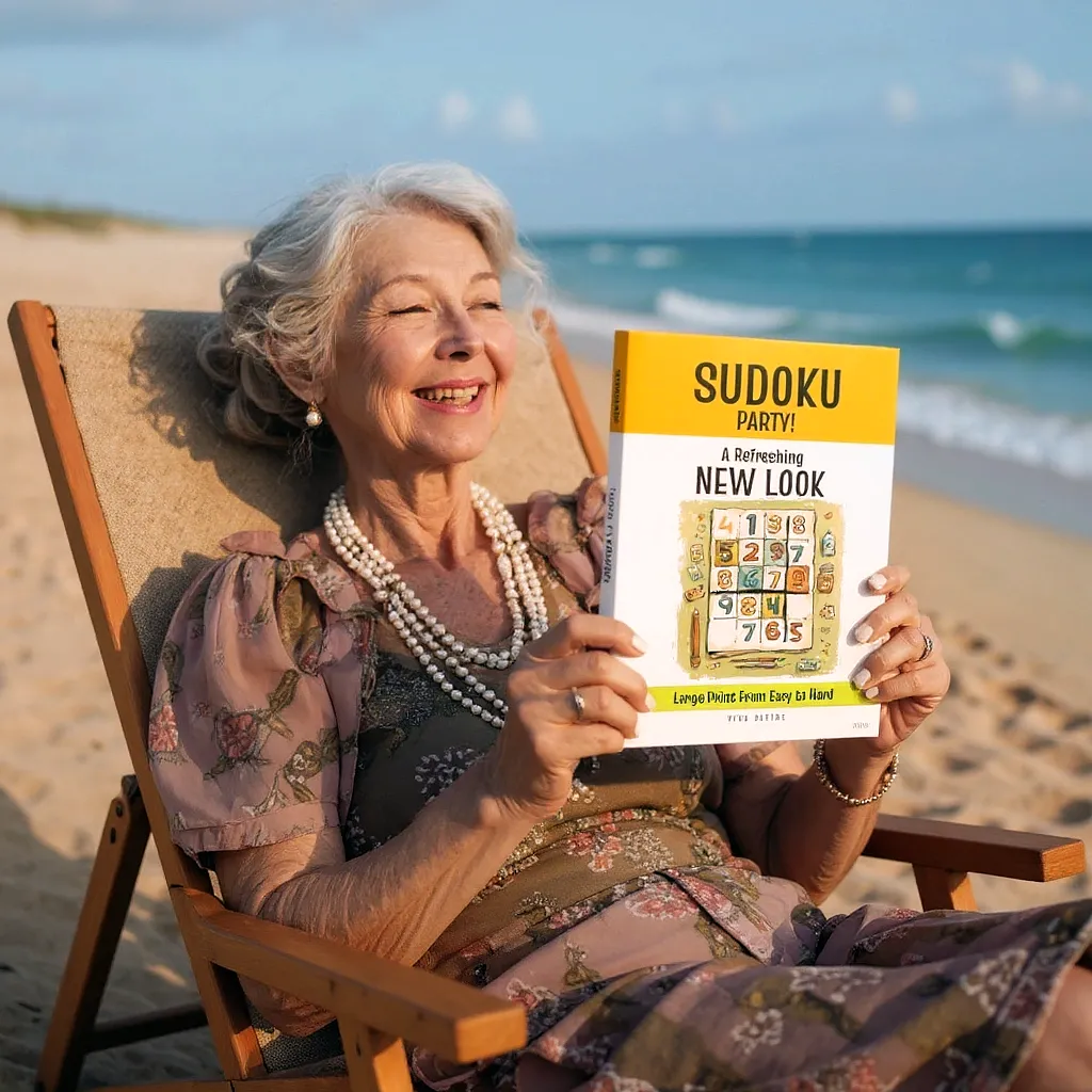 SUDOKU Party 5 sudoku woman3 book VIVA RETIRE Activities, Gifts and Products to cheer up Seniors and Retired Dad and Mom