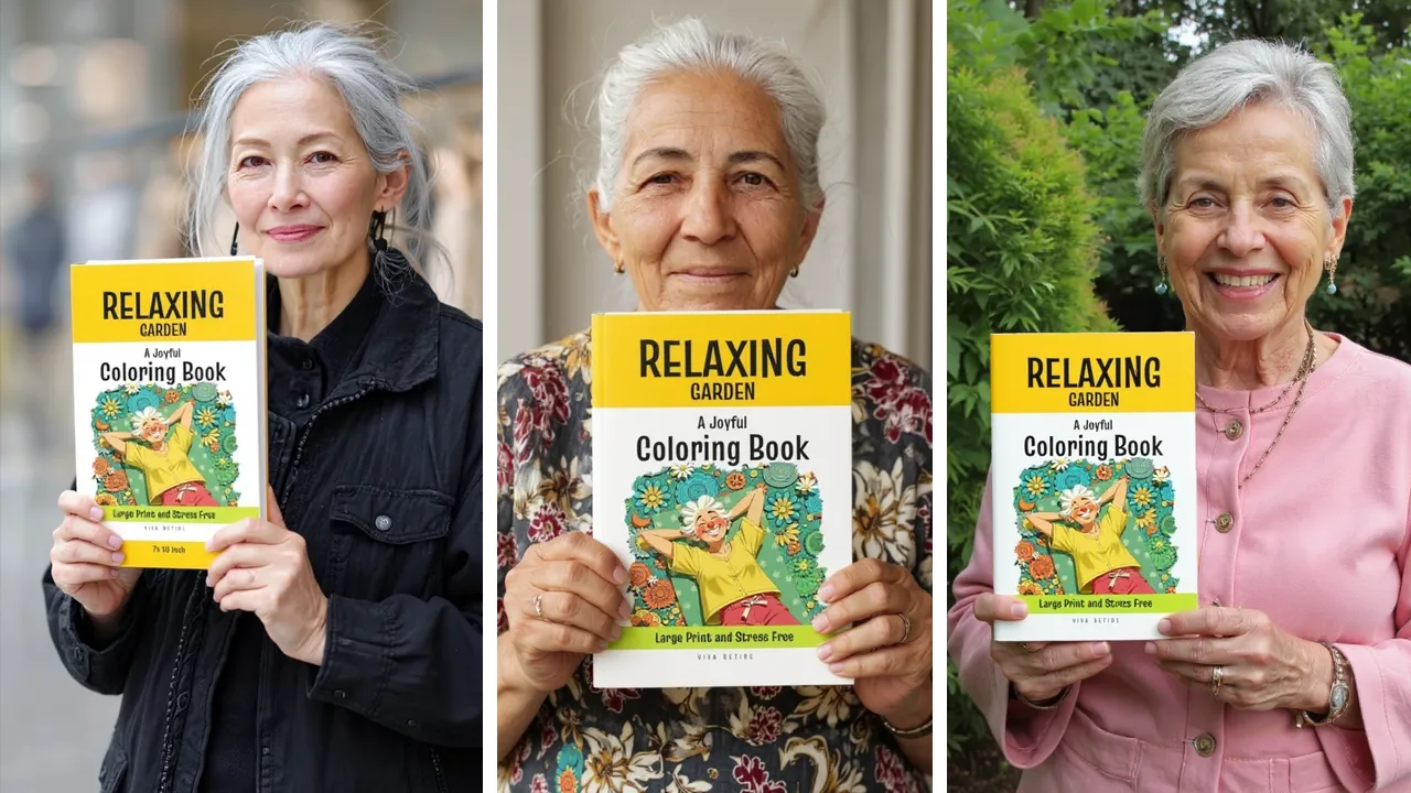 Relaxing Garden - A Joyful Coloring Book 6 woman colorig book VIVA RETIRE Activities, Gifts and Products to cheer up Seniors and Retired Dad and Mom